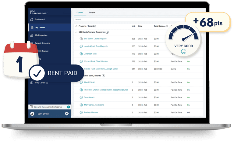 Make Rent Count - Image of Laptop with Rent Reporting Benefit icons