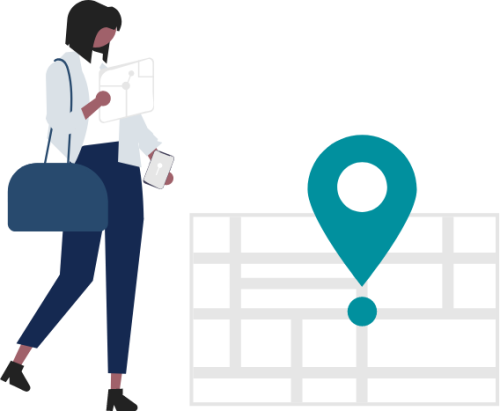 Tenant Background Check Image with Lading holding purse and location marker